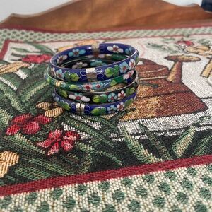 Vintage enamel bracelet, set of 4